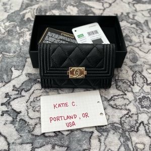 Chanel Black Caviar Boy Card Case